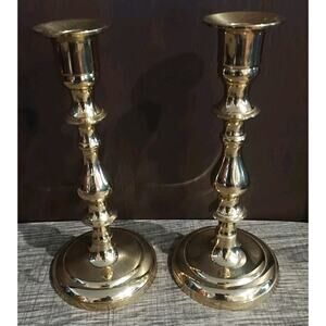 Pair of Vintage Brass Candlestick Holders 7" Made in India Wedding Set of 2